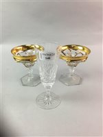 Lot 140 - A SERVING DISH, BOWL, TRAY AND A GROUP OF GLASS DRINKING GLASSES