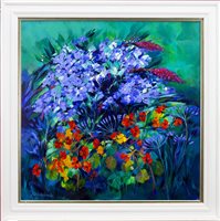 Lot 707 - BLOOMING LOVELY, AN ACRYLIC BY SHELAGH CAMPBELL
