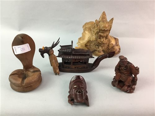 Lot 80 - BARBOLA DRESSING MIRROR, along with various wood and treen items, including Chinese figures