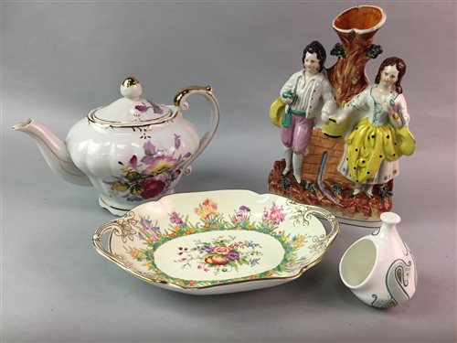 Lot 83 - A 19TH CENTURY STAFFORDSHIRE MARRIAGE GROUP AND OTHER CERAMICS