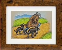 Lot 668 - THE TWA DUGS, AN INK AND PASTEL BY GRAHAM MCKEAN