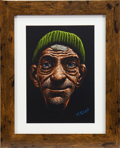 Lot 694 - THE OPTIMIST, AN INK AND PASTEL BY GRAHAM MCKEAN