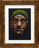 Lot 694 - THE OPTIMIST, AN INK AND PASTEL BY GRAHAM MCKEAN