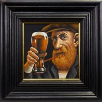 Lot 713 - THE BEER DRINKER, AN OIL BY GRAHAM MCKEAN