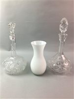 Lot 156 - A LOT OF THREE CRYSTAL DECANTERS AND TWO VASES