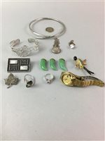 Lot 196 - A SILVER STONE SET BANGLE, A WRIST WATCH AND OTHER JEWELLERY
