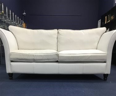 Lot 179 - A CONTEMPORARY WHITE LEATHER SETTEE
