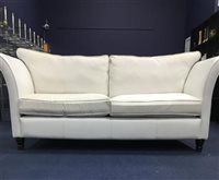 Lot 179 - A CONTEMPORARY WHITE LEATHER SETTEE