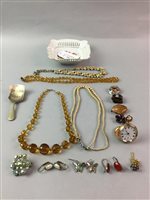 Lot 181 - A GOLD PLATED HALF HUNTER POCKET WATCH AND OTHER JEWELLERY