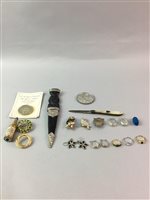 Lot 184 - A FRUIT KNIFE AND A GROUP OF COLLECTABLE COSTUME JEWELLERY