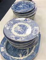 Lot 210 - A COLLECTION OF CERAMIC PLATES AND A BLACK WEDGWOOD TEAPOT