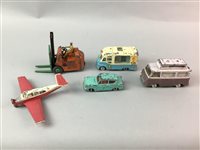 Lot 222 - A LOT OF FIVE DINKY AND CORGI TOYS AND A COLLECTION OF VINTAGE MARBLES
