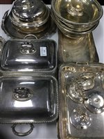 Lot 232 - A COLLECTION OF SILVER PLATED ENTREE DISHES