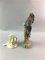 Lot 241 - A CONTEMPORARY SCULPTURE OF A WOMAN ON A TREE AND A GROUP OF DOLPHINS