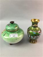 Lot 242 - A JAPANESE CLOISONNE JAR WITH COVER AND A VASE