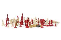 Lot 1752 - A GROUP OF 19TH CENTURY TURNED BONE CHESS PIECES