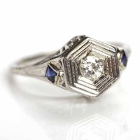 Lot 52 - ART DECO DIAMOND AND SAPPHIRE RING of...