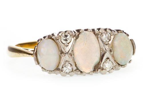 Lot 108 - AN OPAL AND DIAMOND RING