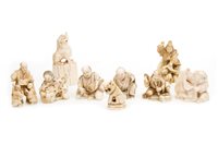 Lot 924 - A LOT OF NINE JAPANESE IVORY CARVINGS
