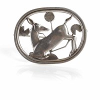 Lot 66 - SILVER BROOCH BY GEORG JENSEN of oval form,...