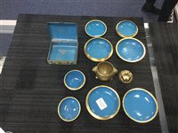 Lot 905 - A CHINESE BRONZE CENSER AND FIVE ENAMEL BOXES
