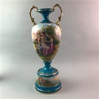 Lot 72 - AN AUSTRIAN TWIN HANDLED VASE AND FIVE OTHER VASES