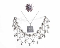 Lot 71 - WHITE METAL FRINGED CHOKER NECKLACE with...