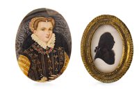 Lot 1776 - AN OVAL CHROMOLITHOGRAPHIC PORTRAIT OF MARY QUEEN OF SCOTS