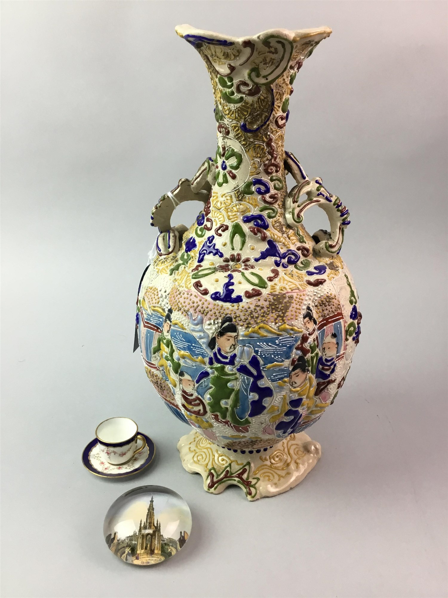 Lot 65 A JAPANESE VASE, PAPERWEIGHTS AND OTHER