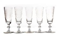 Lot 1258 - A SET OF FIVE 19TH CENTURY WINE GLASSES