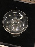 Lot 1260 - AN EARLY 19TH CENTURY WHEEL ENGRAVED RUMMER WITH A MASONIC SHOT GLASS