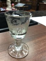 Lot 1261 - A 19TH CENTURY RUMMER AND AN 18TH CENTURY LIQUEUR GLASS