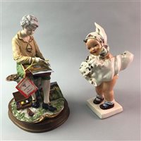 Lot 57 - A CAPO DI MONTE FIGURE OF A JOURNEYMAN AND ANOTHER FIGURE