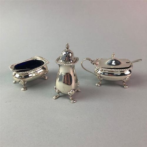 Lot 58 - A SILVER PART CRUET AND OTHER PLATED FLATWARE