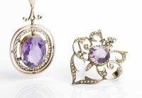 Lot 81 - AMETHYST AND SEED PEARL HOLBEIN AND AN...