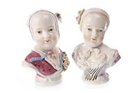 Lot 1265 - A PAIR OF SITZENDORF BUSTS OF YOUNG WOMEN