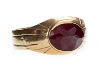 Lot 55 - A RED GEM SET SIGNET STYLE RING