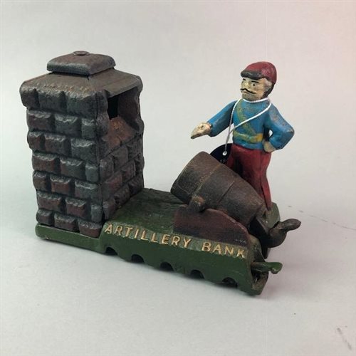 Lot 74 - A REPRODUCTION ARTILLERY BANK AND OTHER CASH BOXES