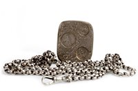Lot 795 - A LATE VICTORIAN WATCH CHAIN AND COIN CASE