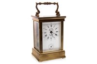 Lot 1453 - A FRENCH BRASS CARRIAGE CLOCK