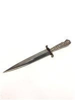 Lot 1783 - A COMMANDO STYLE DAGGER WITH LATER LION CAST HANDLE