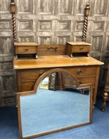 Lot 223 - AN EARLY 20TH CENTURY OAK WARDROBE AND A DRESSING CHEST