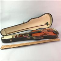 Lot 235 - A VICTORIAN VIOLIN AND BOW