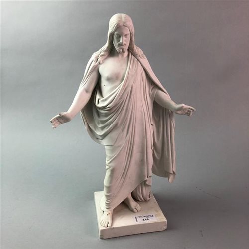 Lot 244 - A ROYAL COPENHAGEN FIGURE OF CHRIST AND STAFFORDSHIRE FIGURE GROUPS