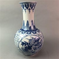 Lot 247 - A LARGE BLUE & WHITE CHINESE VASE AND OTHER CERAMICS