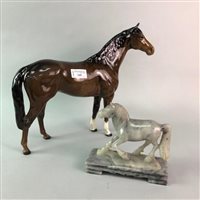 Lot 249 - A BESWICK HORSE AND A SOAPSTONE FIGURE OF A HORSE