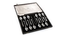 Lot 804 - A CASED SET OF SILVER SPOONS AND TONGS