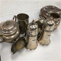 Lot 118 - A SILVER PLATED FOUR PIECE TEA SERVICE AND OTHER PLATED WARES