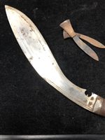 Lot 157 - A JAPANESE DAGGER AND TWO KUKRI KNIVES
