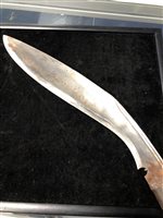 Lot 157 - A JAPANESE DAGGER AND TWO KUKRI KNIVES